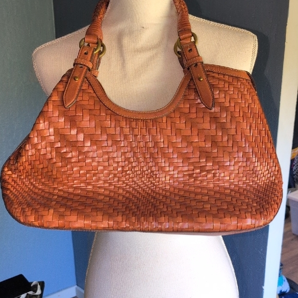 Cole Haan Tan Woven Leather Shoulder Bag - Picture 5 of 7
